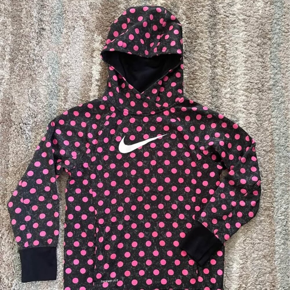 Nike Youth Girl XL 18 20 Therma Fit Polka Dot Hooded Sweatshirt